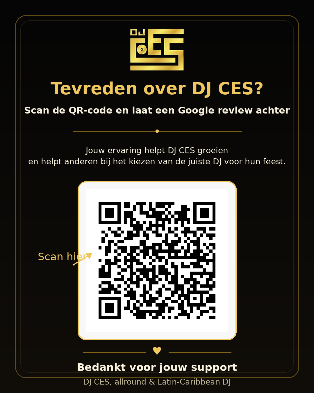 QR-code om een Google review achter te laten voor DJ CES